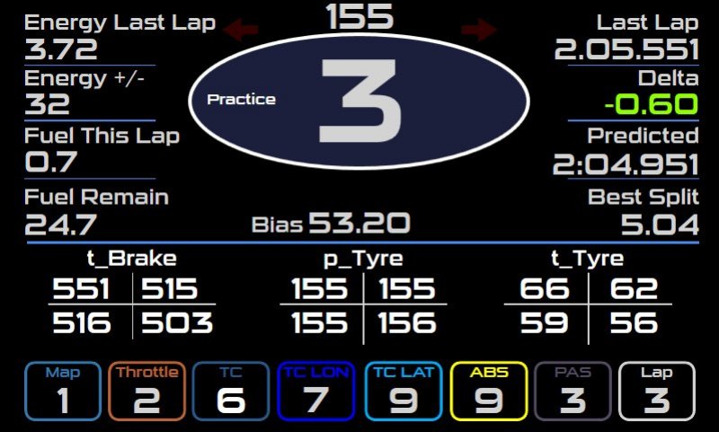 Ford Mustang LMGT3 Dashboard Layout 1