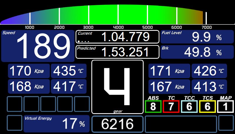 Lexus RC F LMGT3 Dashboard Layout 1