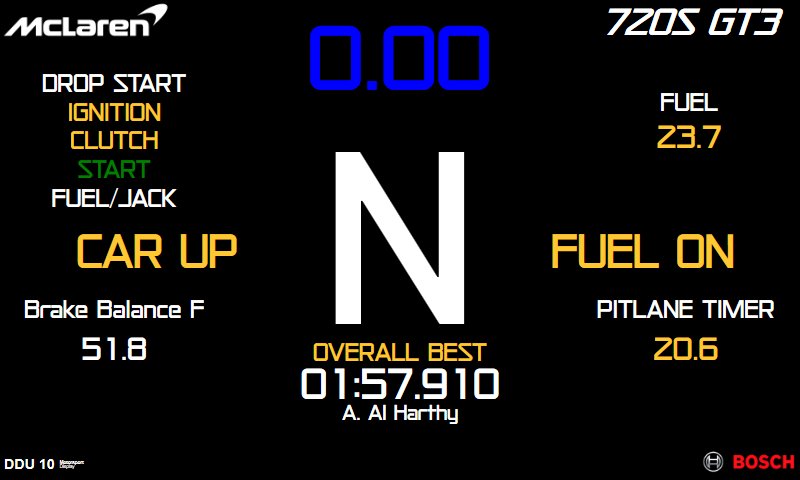 McLaren 720S LMGT3 Evo Dashboard Layout 1