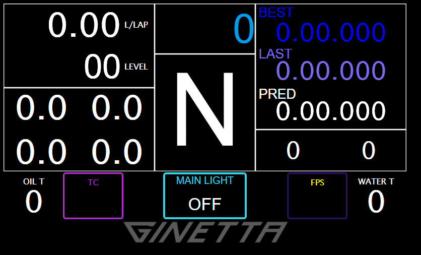 Ginetta G61-LT-P325-Evo Dashboard Layout 1
